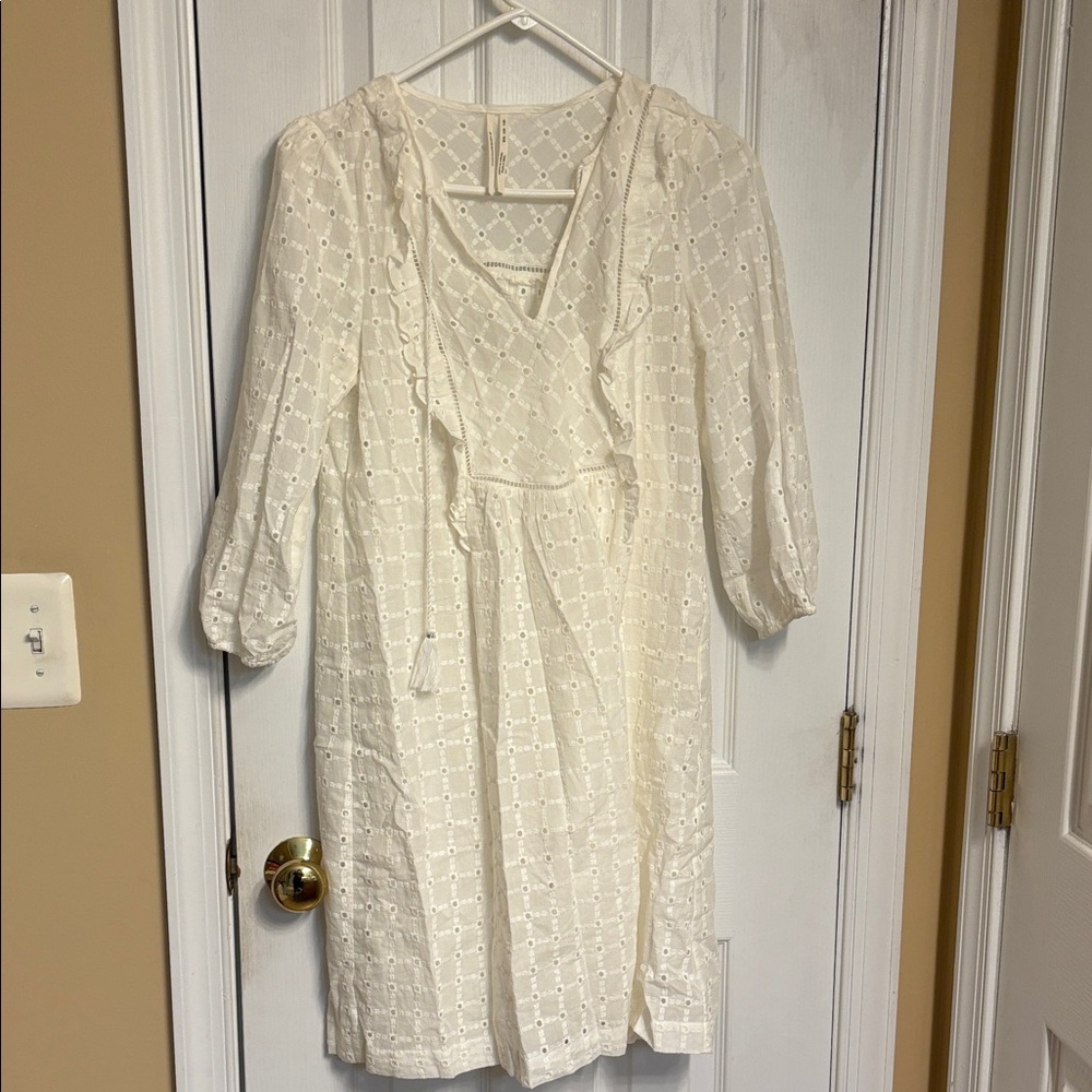 Anthropologie Cream Eyelet Pattern Top